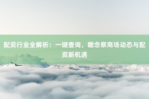 配资行业全解析：一键查询，瞻念察商场动态与配资新机遇
