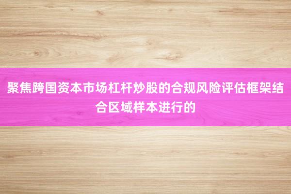 聚焦跨国资本市场杠杆炒股的合规风险评估框架结合区域样本进行的